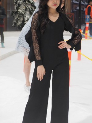 Sleeve Lace Ruffles Jumpsuits