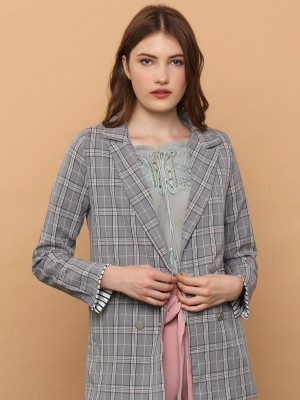 Wrist Flip Checkered Blazer