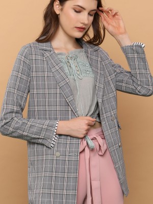 Wrist Flip Checkered Blazer