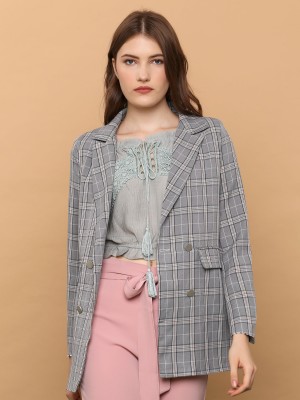 Wrist Flip Checkered Blazer