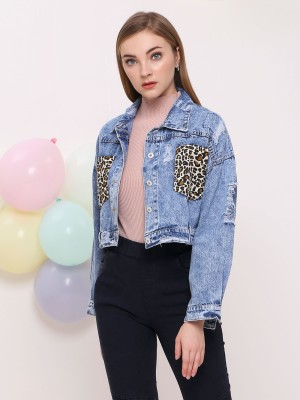 Tiger Print Pocket Ripped Jacket