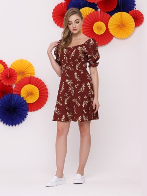 FC Flower Print Square Neck Dress