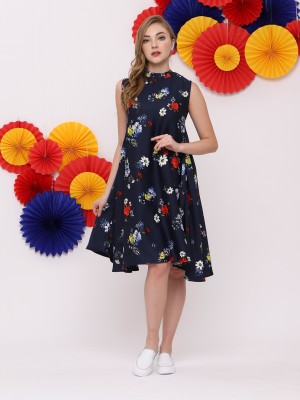 FC Semi High Neck Flower Print Dress