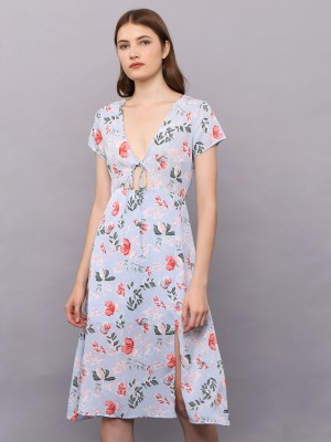 PT Flower Print Front Tied Summer Dres