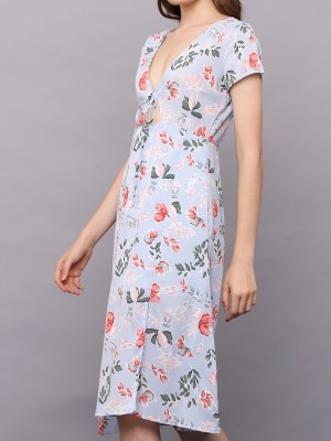 PT Flower Print Front Tied Summer Dres