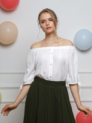 Off-Shoulder Sleeves Tied Top