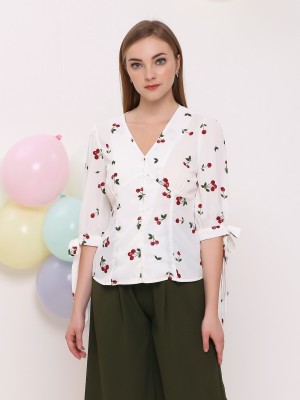 Cherry Embroidered Top