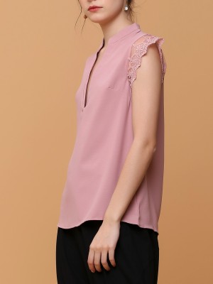 sleeve edge embroidered v top