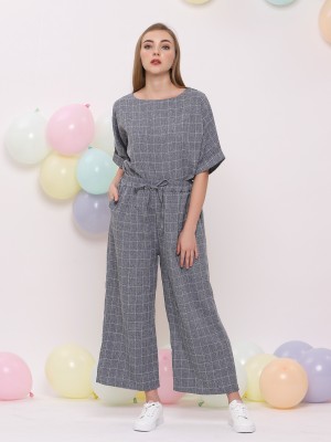 2Pcs set grid lines top with pants