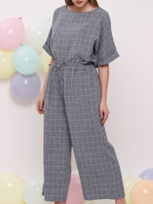 2Pcs set grid lines top with pants