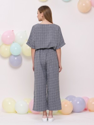 2Pcs set grid lines top with pants