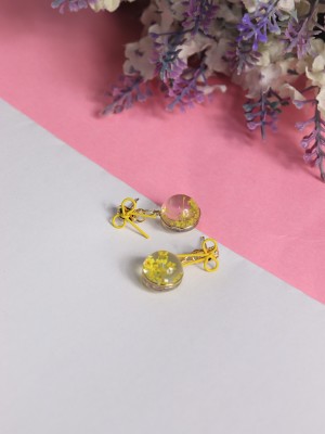 FC Tabebui Press Yellow Flower Ribbon Earrings