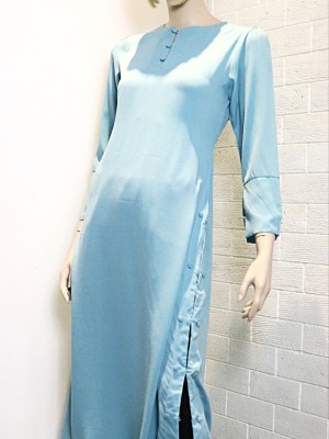 Sides Buttons-Slit Long Sleeves Maxi Dress