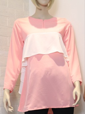 Sides Frill Long Sleeves Long Top