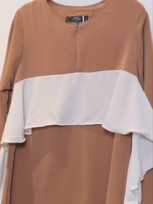Sides Frill Long Sleeves Long Top