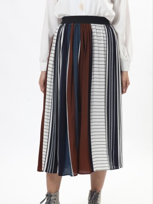 C-Bt Leb Prints And Tones Pleated Skirt