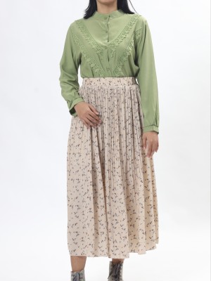 Flower Print Pleart Skirt