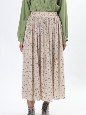 Flower Print Pleart Skirt