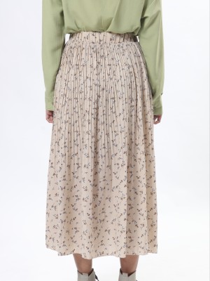Flower Print Pleart Skirt