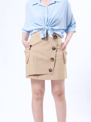 Button Up A Line Mini Skirt