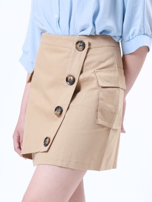 Button Up A Line Mini Skirt