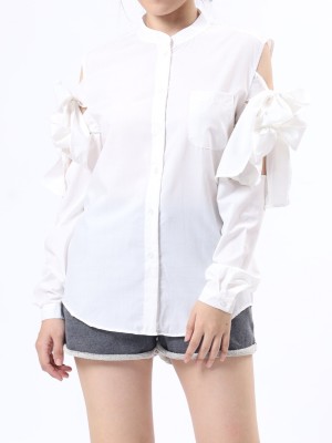 Cold Shoulder Tied Shirt