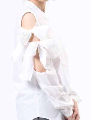 Cold Shoulder Tied Shirt