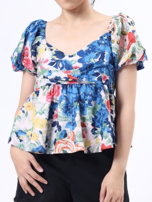 Full  Floral Sabrina Crop Top