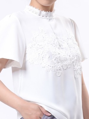 Semi Embroidered High Neck Top