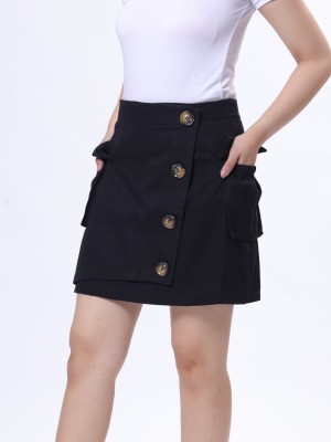 Button Up A Line Mini Skirt