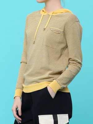 Hot Stripes Knitted Hoodie Top