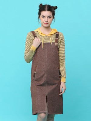 Metal Button Denim Pinafore