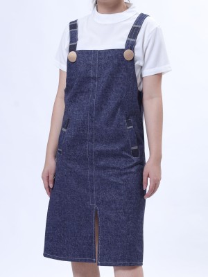 Metal Button Denim Pinafore