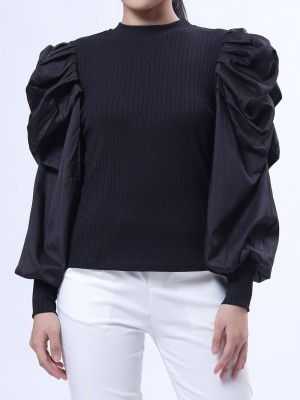 Puff Sleeves Knitted Top