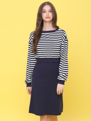 2 Pcs set stripes top dress