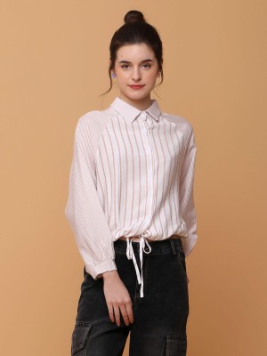 drawstring stripe shirt
