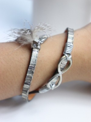 Infinity feather leather bracelet