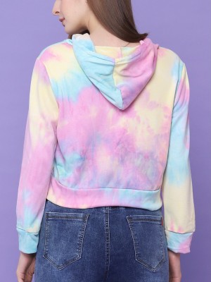 Tie  Dye Semi Crop Hoodie Zip Up Sweater