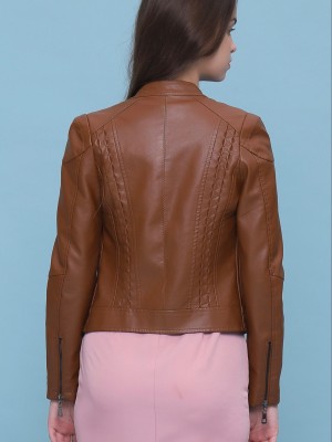 Synthetic Leather Slim Jacket