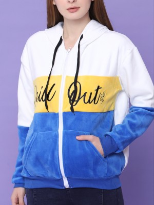 Faux Fur Chill Out Panel Colors Zip Up Hoodie Jacket