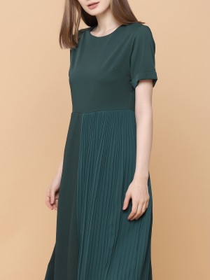 Part Pleats Long Dress