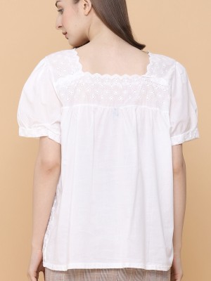 Square Neckline Embroidered Cottage Top