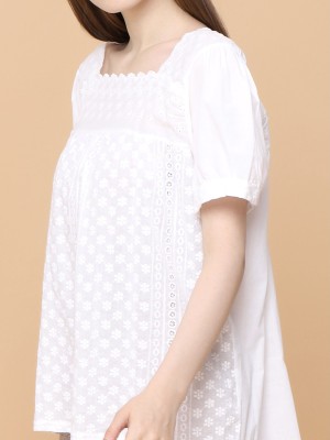 Square Neckline Embroidered Cottage Top