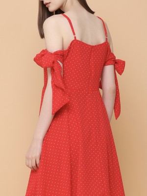 Dotty Spaghetti Tied Dress