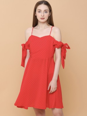 Dotty Spaghetti Tied Dress