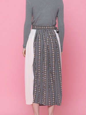 Part Pleats And Tribal Long Skirt