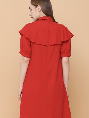 Neck Top Ruffles Dress