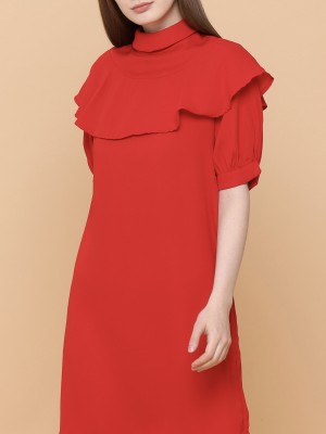 Neck Top Ruffles Dress