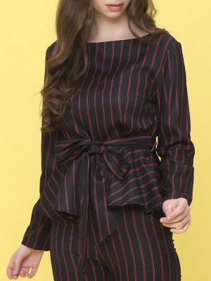 2 Pcs Set Stripes Top With Pants