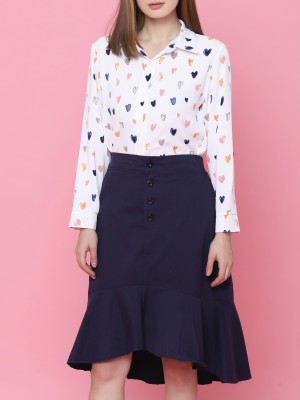 Button Up Ruffles Skirt